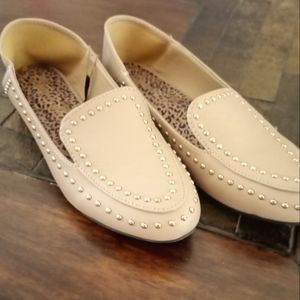 Tan Flat Shoes with Studs Size 8
